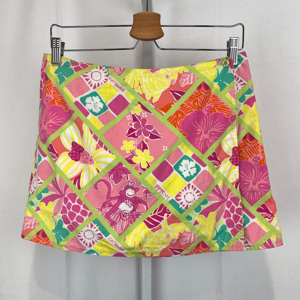 LILLY PULITZER Reversible Mini Skirt Patchwork Pineapple Multicolor 6 Petite 6P